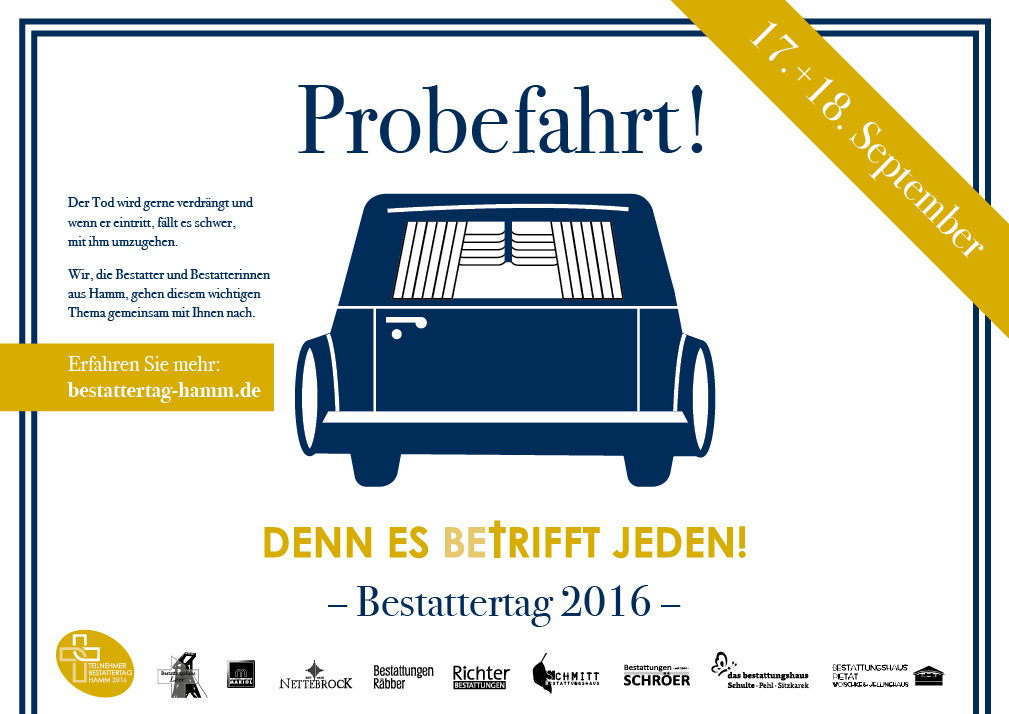 Bestattertag Hamm - Anzeigenmotiv „Probefahrt!“